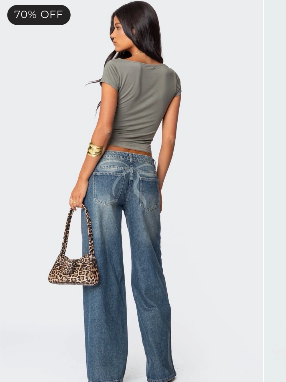 Edikted Wide Leg Blue Jeans - Picture 6 of 7